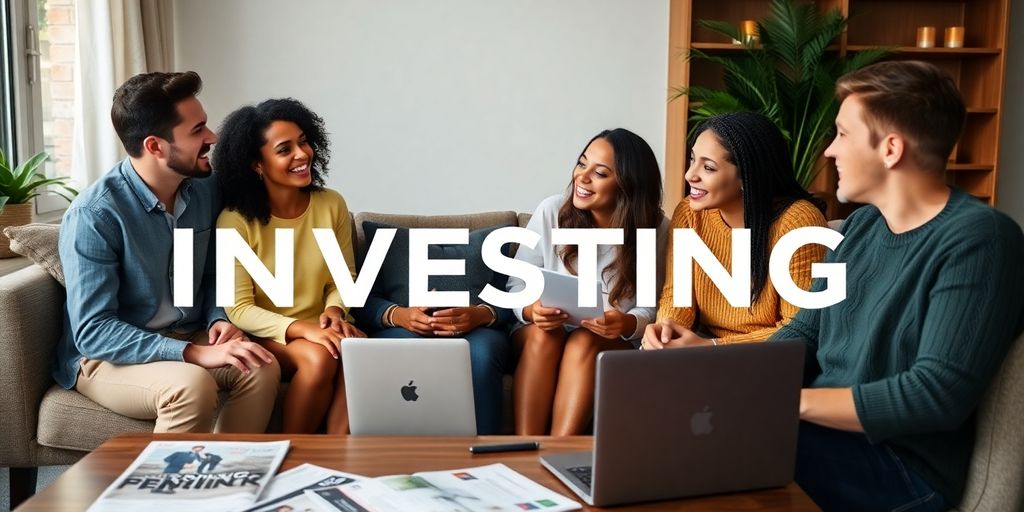 Group of diverse people engaging in investment discussion.