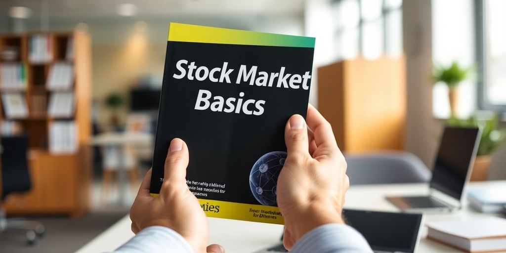 Person learning about stock market basics.