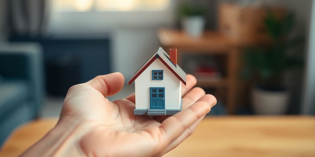 First-time investor holding miniature house.
