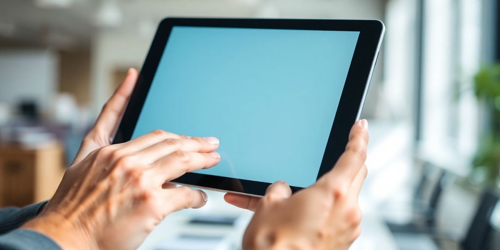 Person viewing stock market data on a tablet.
