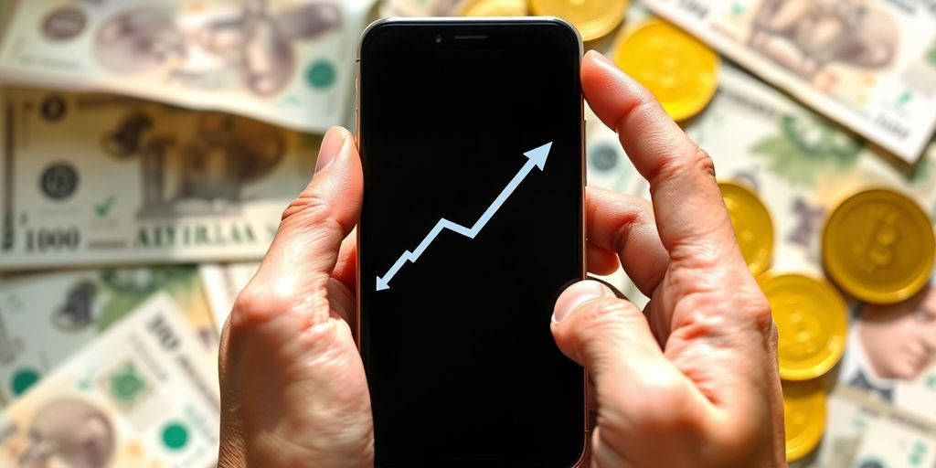Financial growth, diverse investments, modern stock market.