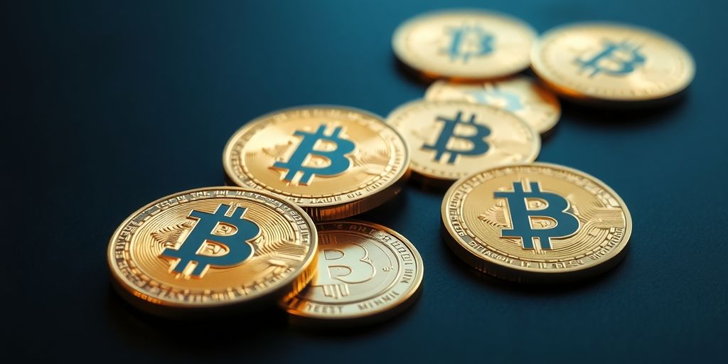 Glowing digital coins in a secure vault.