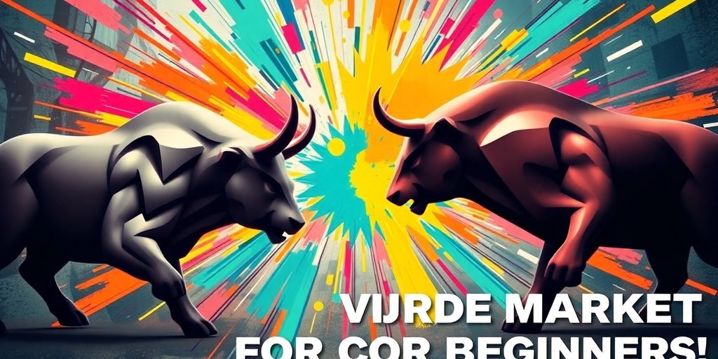 Bull and bear figures in a dynamic trading scene.