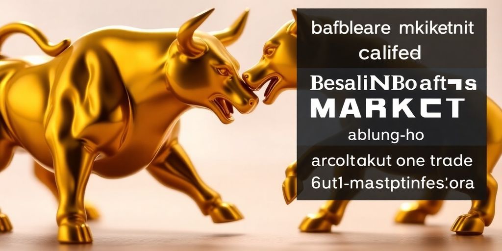 Bull and bear figures clashing.