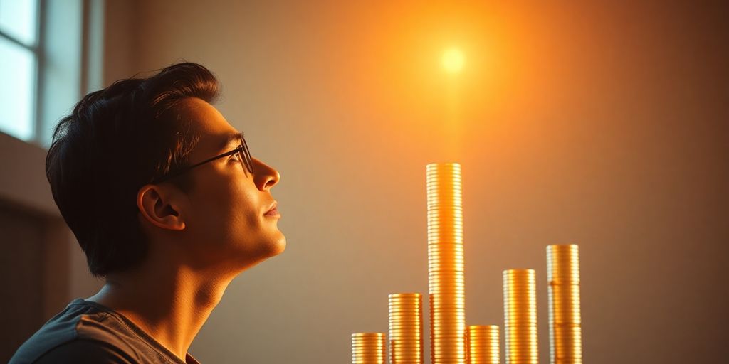 Investor looking at upward financial growth.