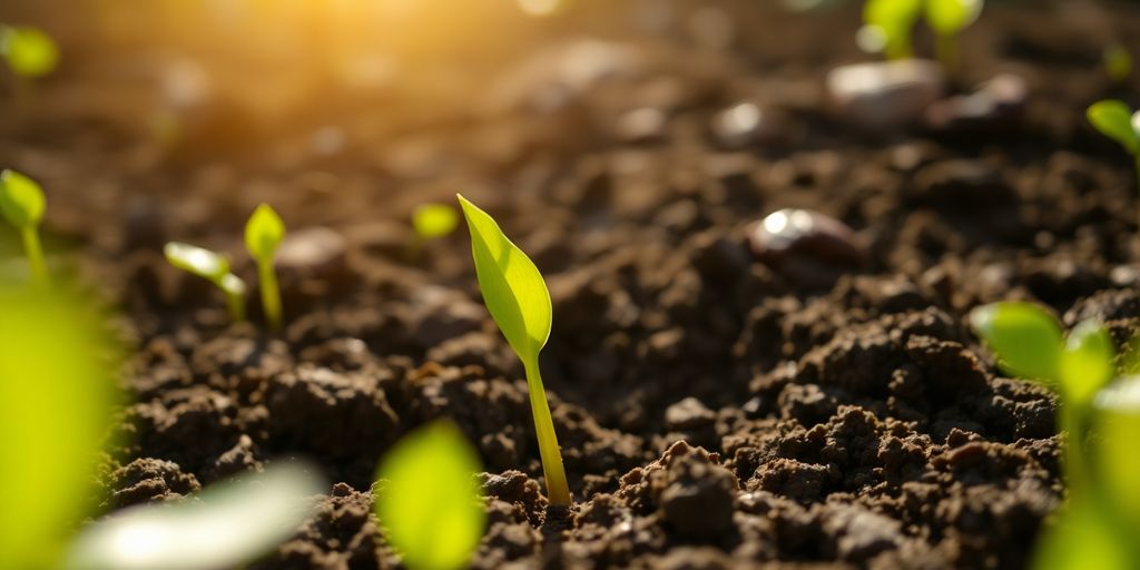 Person looking at a bright, growing plant.